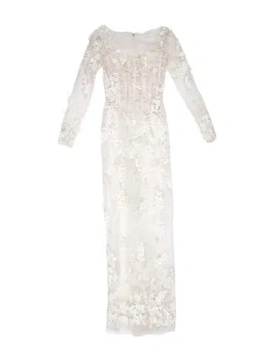 Pre-owned Saiid Kobeisy Lace Pattern Long Dress W/ Tags In White