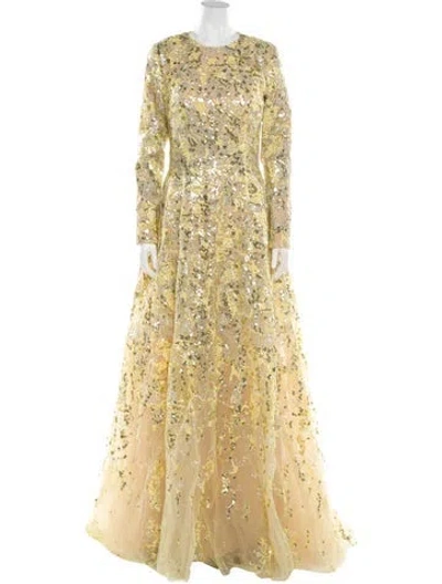 Pre-owned Saiid Kobeisy Lace Pattern Long Dress W/ Tags In Yellow