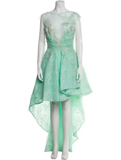 Pre-owned Saiid Kobeisy Lace Pattern Mini Dress In Green