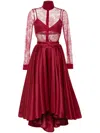 Saiid Kobeisy Lace Pleated Playsuit In Red