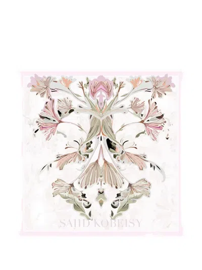 Saiid Kobeisy Large Flower Scarf In White