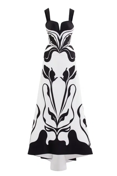 Saiid Kobeisy Laser Cut Floral Scuba Evening Dress In Multi