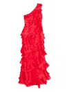 Saiid Kobeisy Layered Organza Dress In Red
