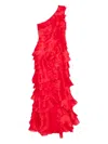 Saiid Kobeisy Layered Organza Dress In Red