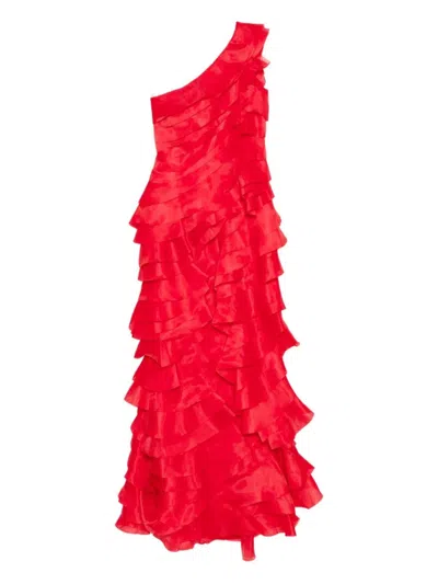 Saiid Kobeisy Layered Organza Dress In Animal Print