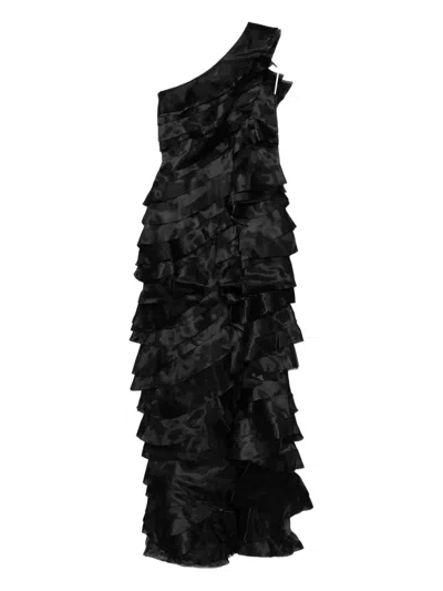 Saiid Kobeisy Layered Organza Dress In Black