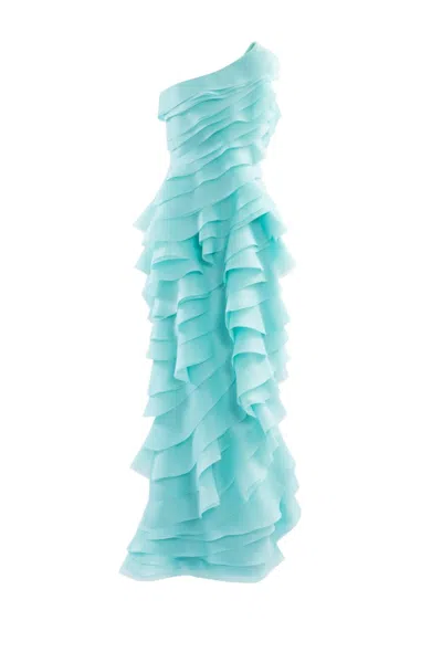 Saiid Kobeisy Layered Organza Dress In Blue