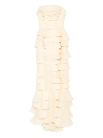 Saiid Kobeisy Layered Organza Dress In Neutral