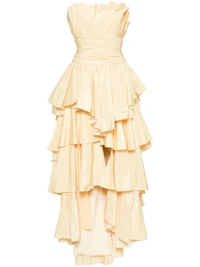 Saiid Kobeisy Layered Taffeta Dress In Yellow