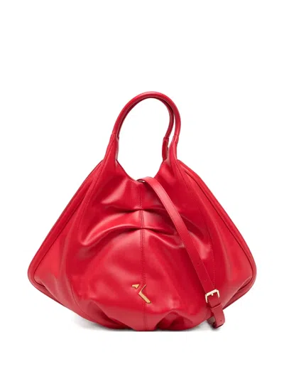 Saiid Kobeisy Leather Tote Bag In Red