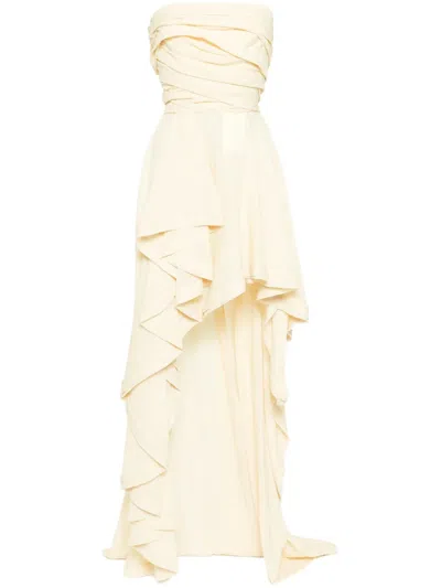 Saiid Kobeisy Linen High-low Dress In Yellow