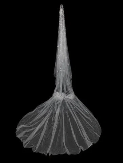 Pre-owned Saiid Kobeisy Long Beaded Veil W/ Tags In Neutrals