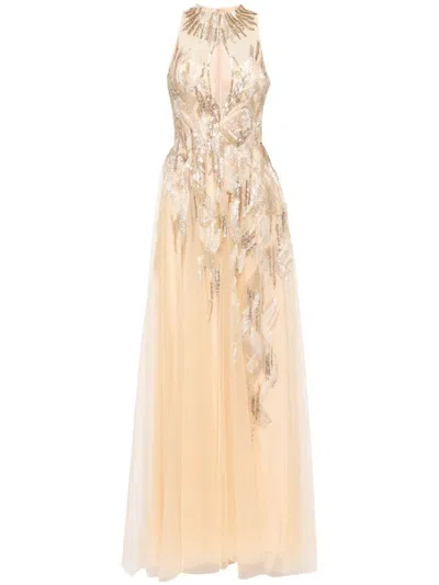 Saiid Kobeisy Long Embroidered Dress In Neutrals