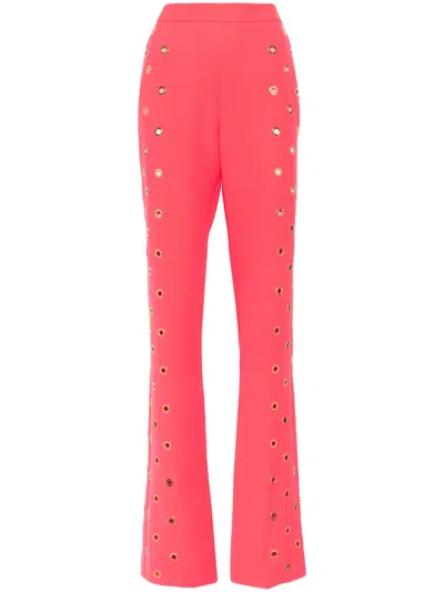 Saiid Kobeisy Metal-ring Tailored Trousers In Red