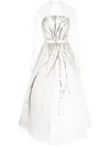Saiid Kobeisy Midi Beaded Tulle Dress In White