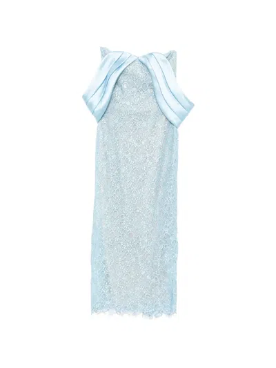 Saiid Kobeisy Midi Guipure Dress In Blue