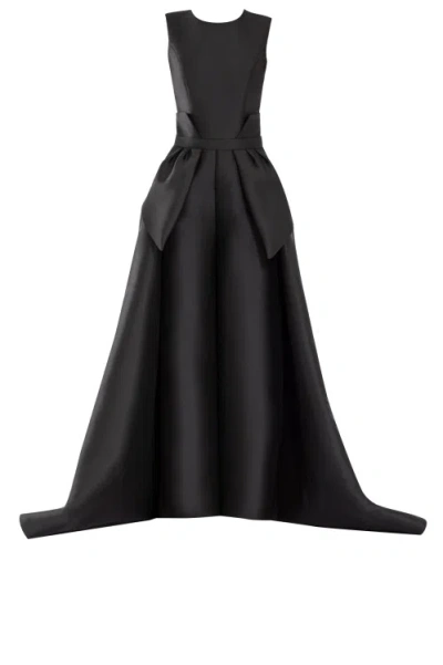Saiid Kobeisy Mikado Classic Jumpsuit With Detachable Overskirt In Black