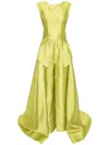 Saiid Kobeisy Mikado Classic Jumpsuit With Detachable Overskirt In Green