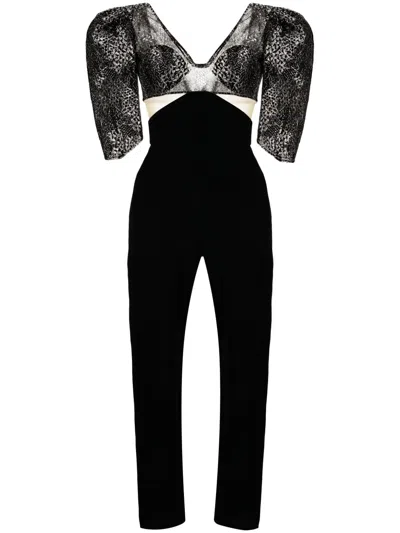 Saiid Kobeisy Mikado Panelled Crepe Jumpsuit In Black