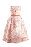 Saiid Kobeisy Printed Strapless Midi Dress In Orange