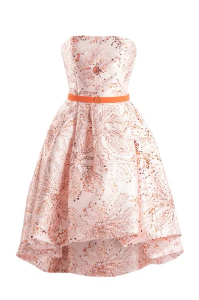 SAIID KOBEISY SAIID KOBEISY MIKADO STRAPLESS DRESS WITH HIGH-LOW SKIRT AND DOTTED PRINT