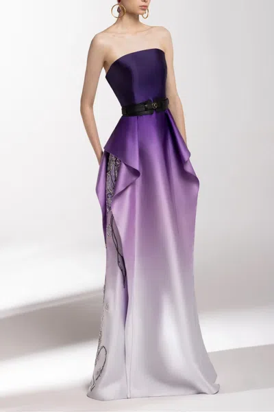 Saiid Kobeisy Mikado Strapless Gown With Beading In Multi