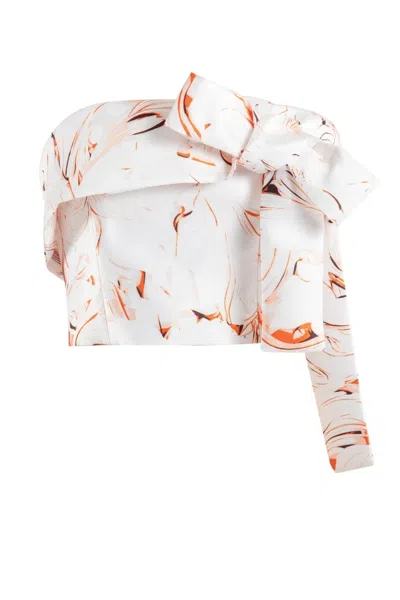 Saiid Kobeisy Mikado Strapless Top With Print In White