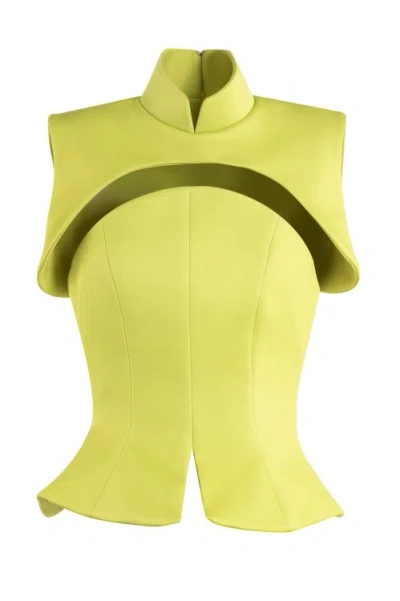 Saiid Kobeisy Neoprene Corset With Detachable Bolero In Green