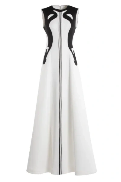 Saiid Kobeisy Neoprene Dress With Abstract Contrast Cuts In White