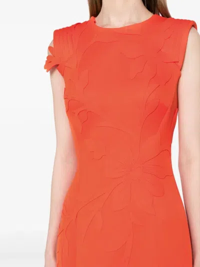 Saiid Kobeisy Neoprene Dress With Floral Embroidery In Red