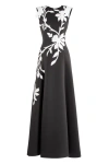 SAIID KOBEISY NEOPRENE DRESS WITH FLORAL  EMBROIDERY