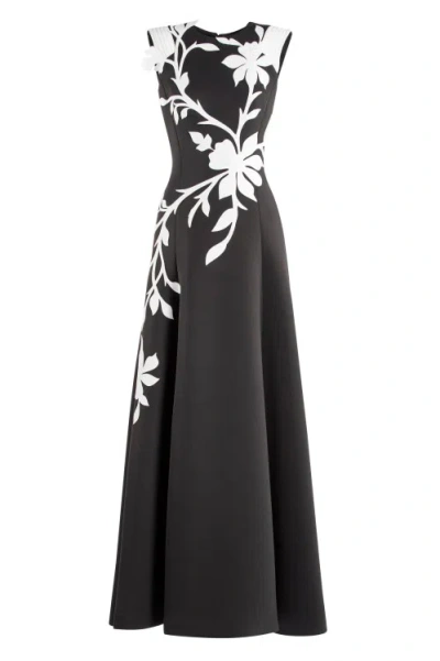 Saiid Kobeisy Neoprene Dress With Floral  Embroidery In Multi