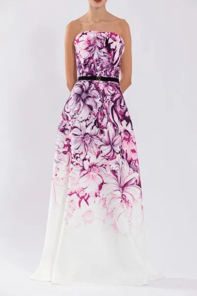 Saiid Kobeisy Sk Jet Black Strapless A-line Dress In White