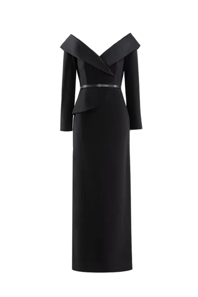 Saiid Kobeisy Off-shoulder Crepe Midi Dress In Black