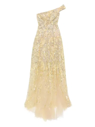 Saiid Kobeisy Off-shoulder Embroidered Dress In Neutral