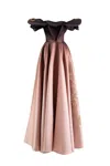 Saiid Kobeisy Off Shoulder Gradient Printed Gown With Beading