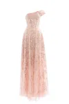 Saiid Kobeisy Off-shoulder Long Embroidered Dress In Pink