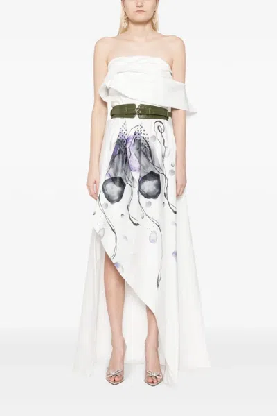 Saiid Kobeisy Off The Shoulder Taffeta Printed Gown In Multi