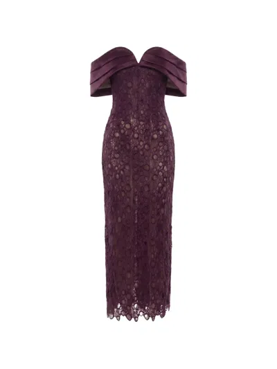 Saiid Kobeisy Off-shoulder Guipure-lace Maxi Dress In Brown