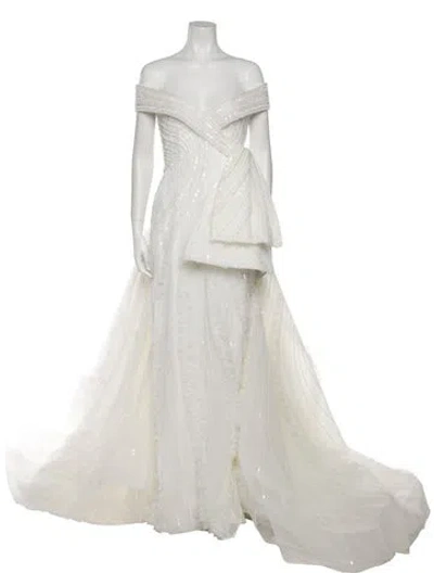 Pre-owned Saiid Kobeisy Off-the-shoulder Long Dress In Neutral