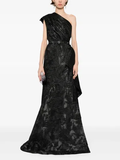 Saiid Kobeisy One-shoulder Brocade Dress In Black