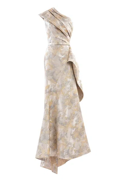 Saiid Kobeisy One -shoulder Brocade Dress In Neutral