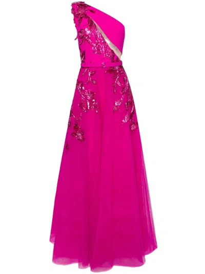 Saiid Kobeisy One-shoulder Beaded Gown In Multi