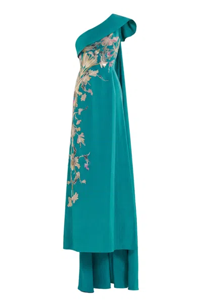 Saiid Kobeisy One-shoulder Embroidered Evening Dress In Green