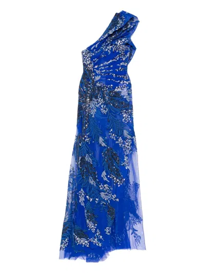 Saiid Kobeisy One-shoulder Embroidered Dress In Blue