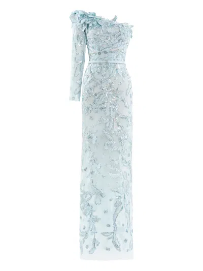 Saiid Kobeisy One-shoulder Embroidered Tulle Dress In Animal Print