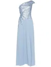 Saiid Kobeisy One Shoulder Sequin Long Dress In Blue