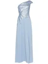 Saiid Kobeisy One Shoulder Sequin Long Dress In Blue