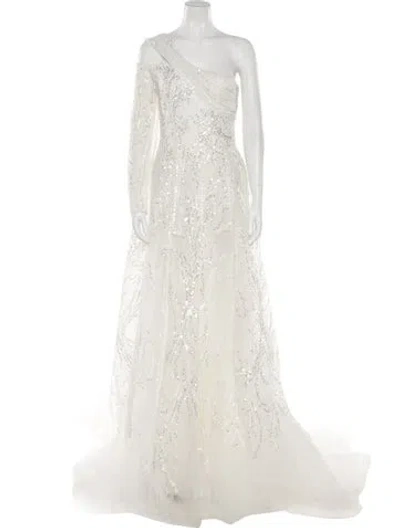 Pre-owned Saiid Kobeisy One-shoulder Long Dress In Neutral