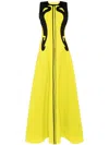 Saiid Kobeisy Neoprene Dress With Abstract Contrast Cuts In Green